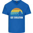 The Evolution of Cats Funny Crazy Lady Man Mens V-Neck Cotton T-Shirt Royal Blue