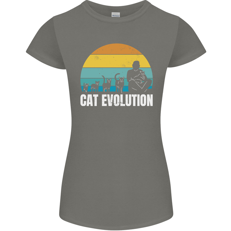 The Evolution of Cats Funny Crazy Lady Man Womens Petite Cut T-Shirt Charcoal