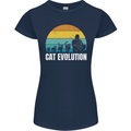 The Evolution of Cats Funny Crazy Lady Man Womens Petite Cut T-Shirt Navy Blue