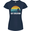 The Evolution of Cats Funny Crazy Lady Man Womens Petite Cut T-Shirt Navy Blue
