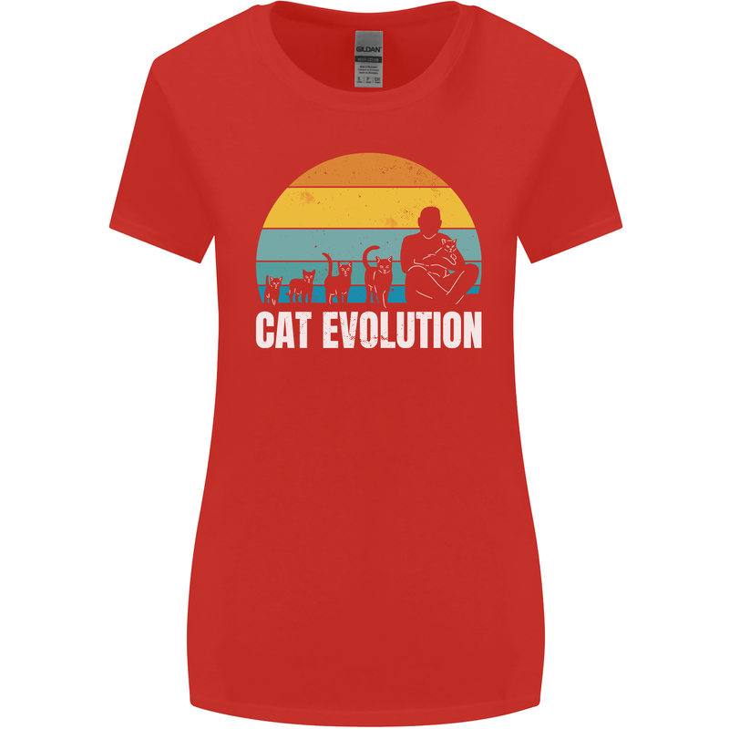 The Evolution of Cats Funny Crazy Lady Man Womens Wider Cut T-Shirt Red