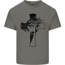 The Face of Jesus On a Cross Christian God Mens Cotton T-Shirt Tee Top Charcoal
