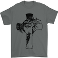 The Face of Jesus On a Cross Christian God Mens T-Shirt 100% Cotton Charcoal