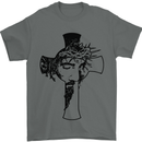 The Face of Jesus On a Cross Christian God Mens T-Shirt 100% Cotton Charcoal