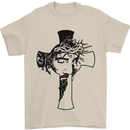 The Face of Jesus On a Cross Christian God Mens T-Shirt 100% Cotton Sand