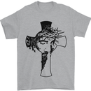 The Face of Jesus On a Cross Christian God Mens T-Shirt 100% Cotton Sports Grey