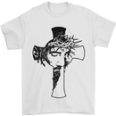 The Face of Jesus On a Cross Christian God Mens T-Shirt 100% Cotton White