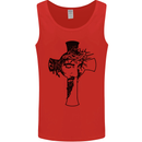 The Face of Jesus On a Cross Christian God Mens Vest Tank Top Red