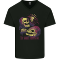 The Grave Awaits All Grim Reaper Skulls Mens V-Neck Cotton T-Shirt Black