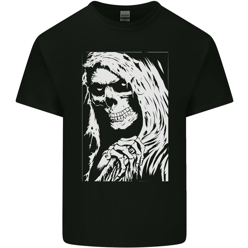 The Grim Reaper Death Skull Biker Heavy Metal Kids T-Shirt Childrens Black
