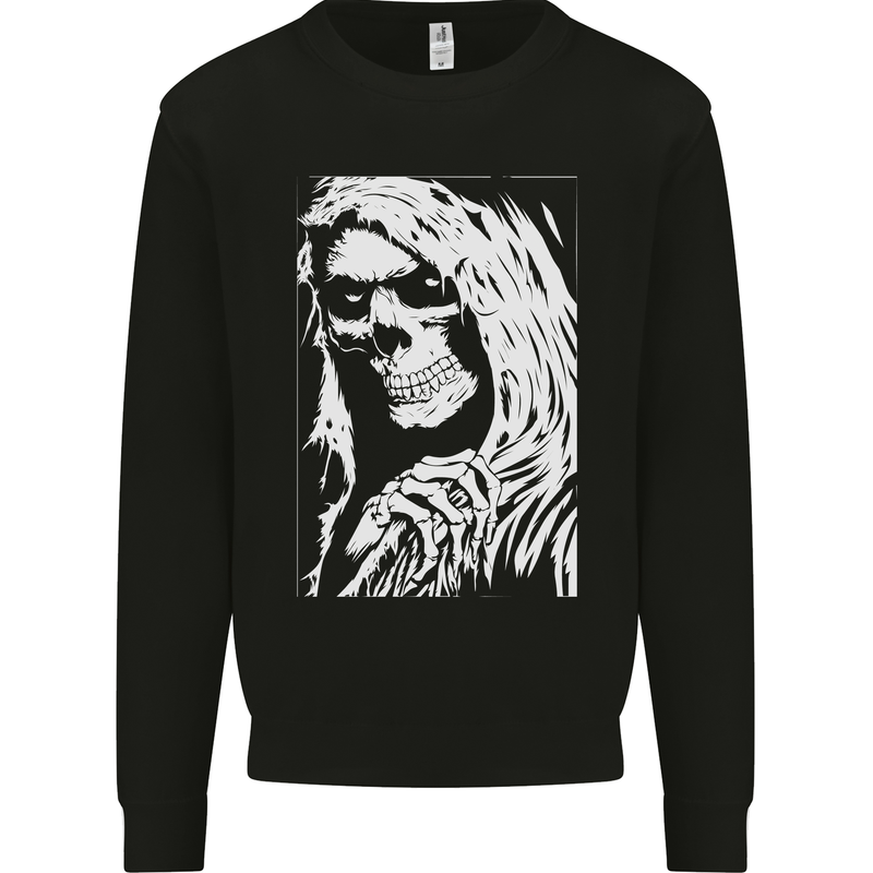 The Grim Reaper Death Skull Biker Heavy Metal Mens Sweatshirt Jumper Black