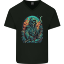 The Grim Reaper Skull Mens V-Neck Cotton T-Shirt Black