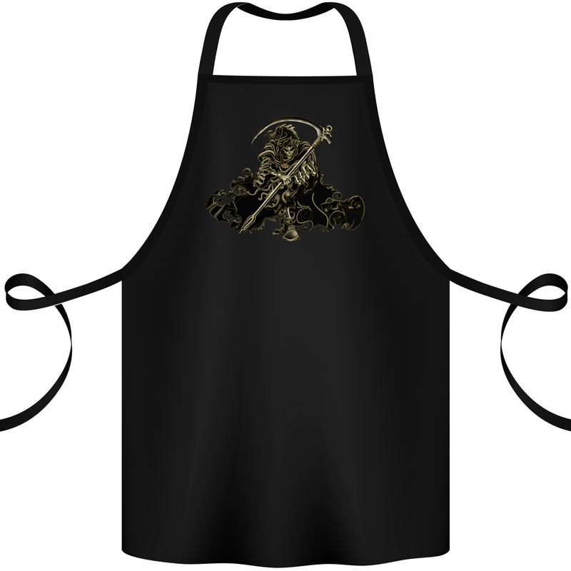 The Grim Reaper With His Sickle Cotton Apron 100% Organic Black