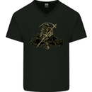 The Grim Reaper With His Sickle Mens V-Neck Cotton T-Shirt Black