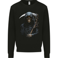 The Grim Reaper and Sythe Skull Design 1 Kids Sweatshirt Jumper Black