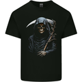 The Grim Reaper and Sythe Skull Design 1 Kids T-Shirt Childrens Black