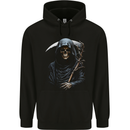The Grim Reaper and Sythe Skull Design 1 Mens 80% Cotton Hoodie Black