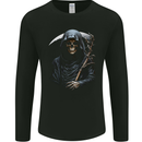 The Grim Reaper and Sythe Skull Design 1 Mens Long Sleeve T-Shirt Black
