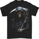 The Grim Reaper and Sythe Skull Design 1 Mens T-Shirt 100% Cotton BLACK