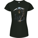 The Grim Reaper and Sythe Skull Design 1 Womens Petite Cut T-Shirt Black