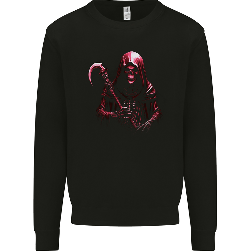 The Grim Reaper and Sythe Skull Design 2 Mens Sweatshirt Jumper Black