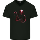 The Grim Reaper and Sythe Skull Design 2 Mens V-Neck Cotton T-Shirt Black