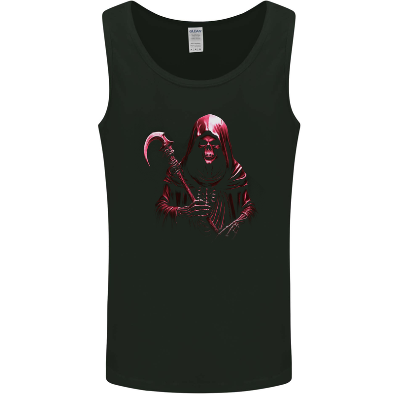 The Grim Reaper and Sythe Skull Design 2 Mens Vest Tank Top Black