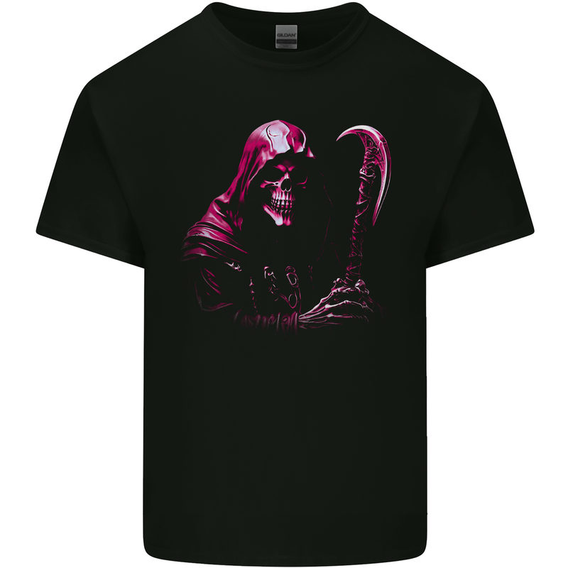 The Grim Reaper and Sythe Skull Design 3 Kids T-Shirt Childrens Black