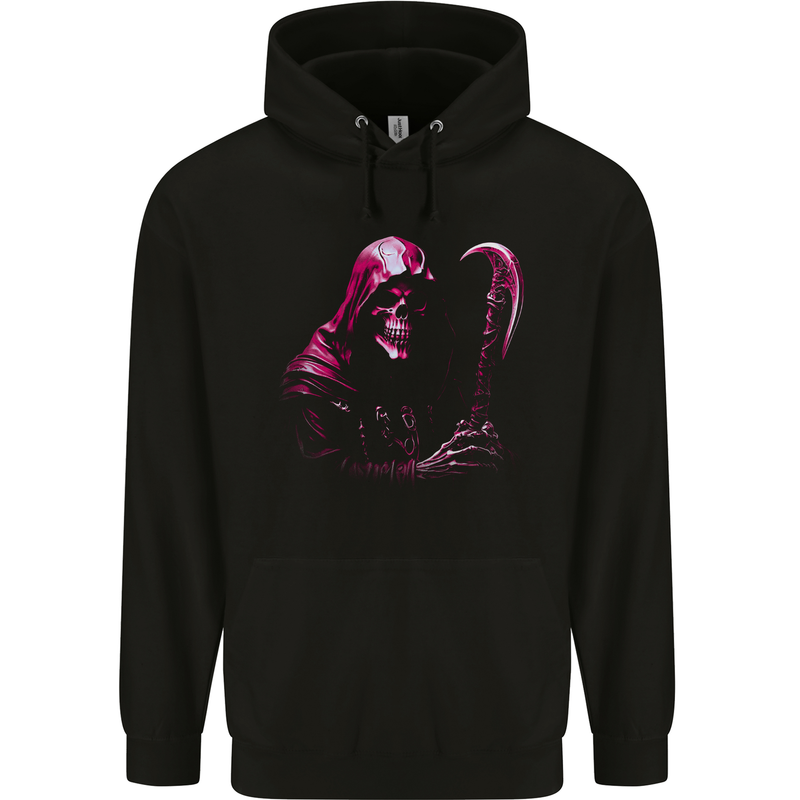 The Grim Reaper and Sythe Skull Design 3 Mens 80% Cotton Hoodie Black