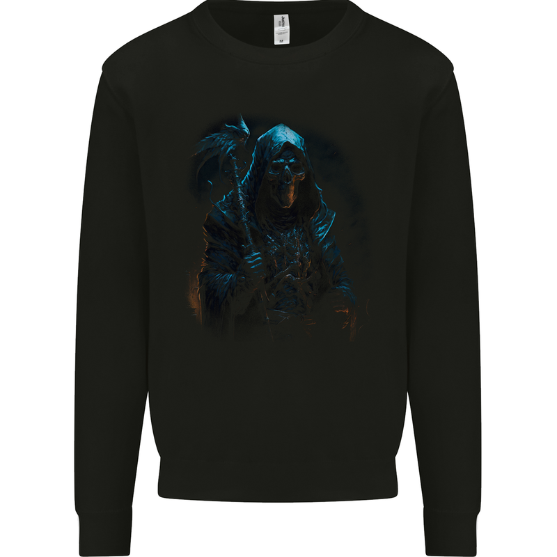 The Grim Reaper and Sythe Skull Design 4 Mens Sweatshirt Jumper Black