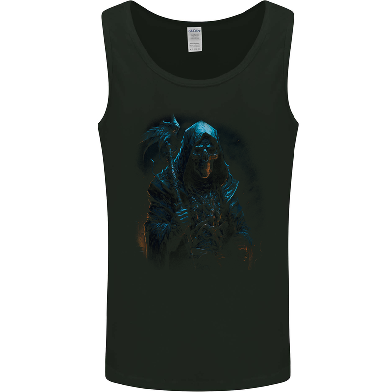 The Grim Reaper and Sythe Skull Design 4 Mens Vest Tank Top Black