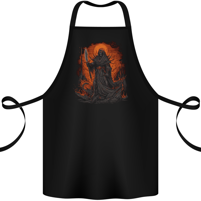The Grim Reaper in the Depths of Hell Cotton Apron 100% Organic Black