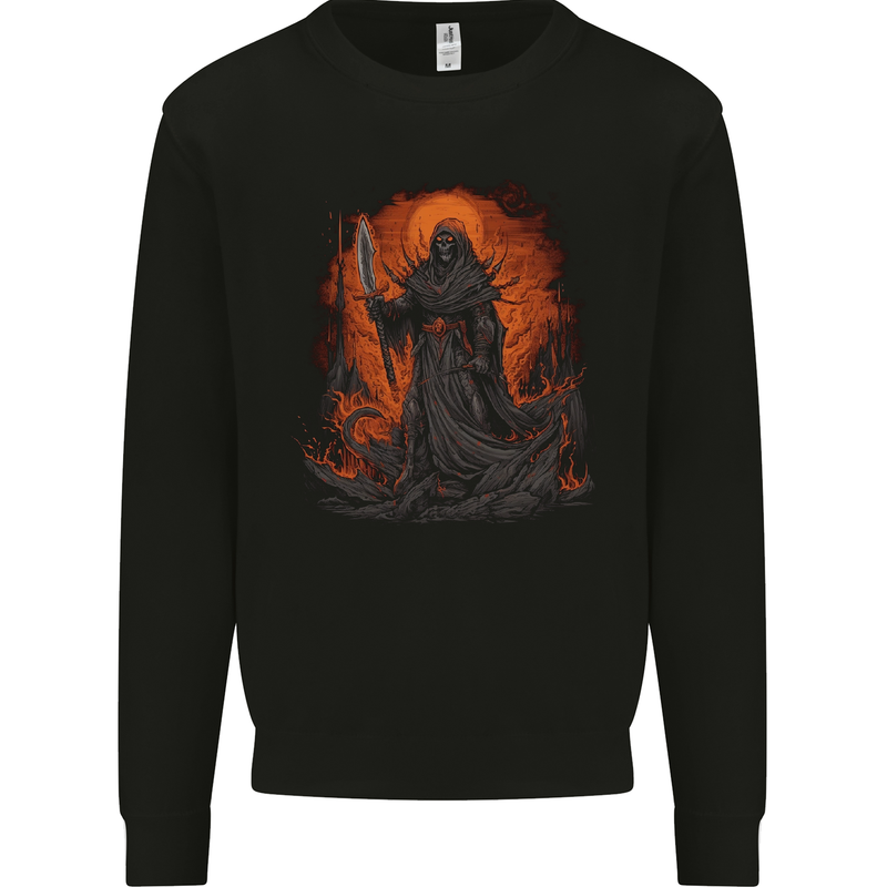 The Grim Reaper in the Depths of Hell Mens Sweatshirt Jumper Black