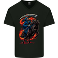 The Grim Reaper on Horseback Skull Mens V-Neck Cotton T-Shirt Black