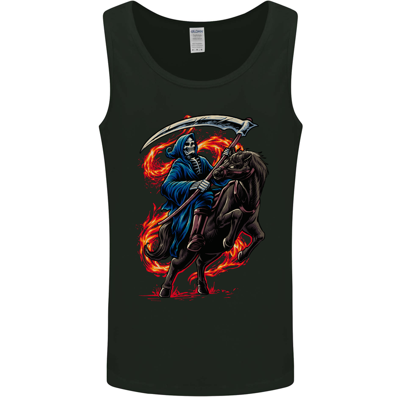 The Grim Reaper on Horseback Skull Mens Vest Tank Top Black