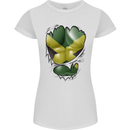The Jamaican Flag Ripped Muscles Jamaica Womens Petite Cut T-Shirt White