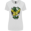 The Jamaican Flag Ripped Muscles Jamaica Womens Wider Cut T-Shirt White