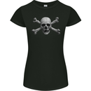The Jolly Roger Skull Pirates Sailing Sailor Womens Petite Cut T-Shirt Black