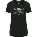 The Jolly Roger Skull Pirates Sailing Sailor Womens Wider Cut T-Shirt Black