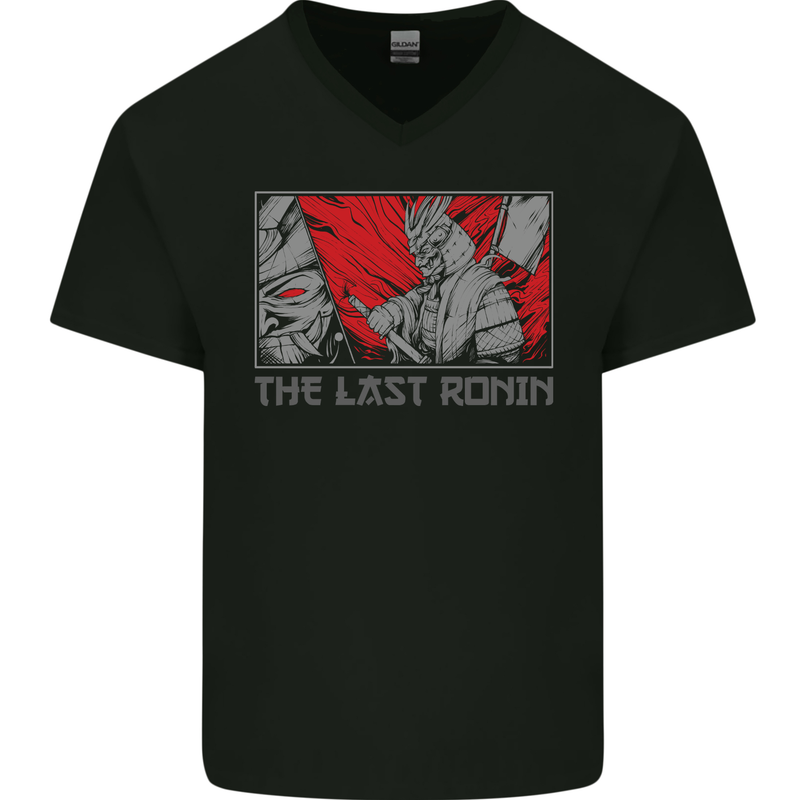 The Last Ronin Samurai Warrior Mens V-Neck Cotton T-Shirt Black
