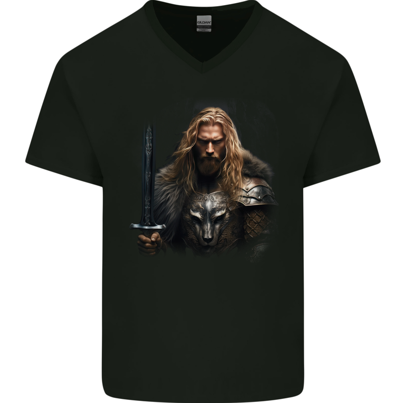 The Mighty Thor Viking Warrior Mens V-Neck Cotton T-Shirt Black