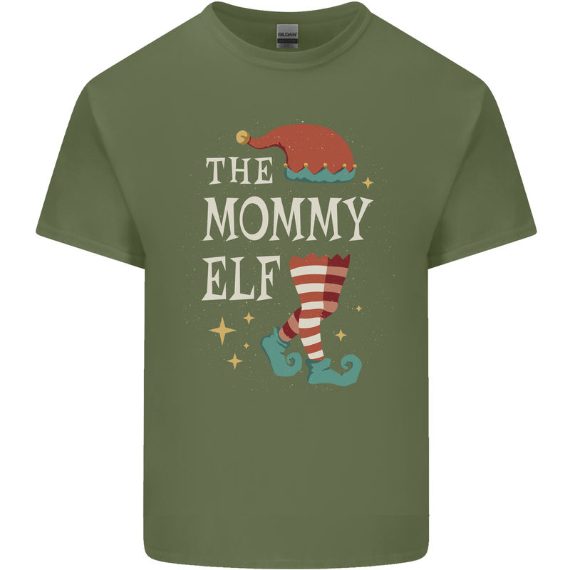 The Mommy Elf Funny Christmas Xmas Mens Cotton T-Shirt Tee Top Military Green