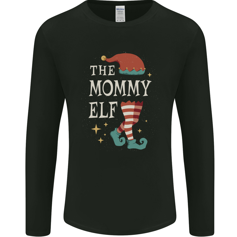 The Mommy Elf Funny Christmas Xmas Mens Long Sleeve T-Shirt Black