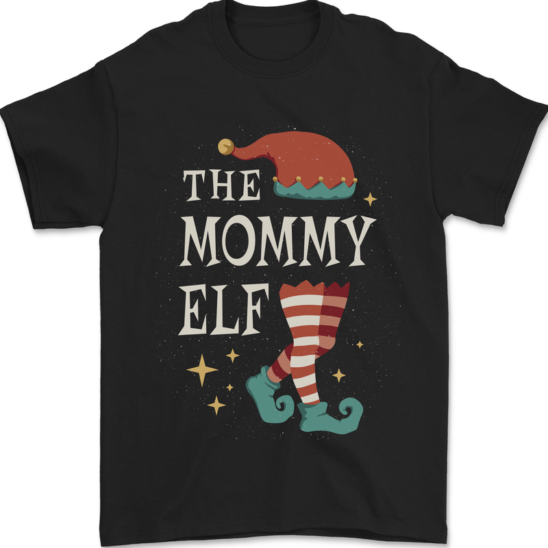 The Mommy Elf Funny Christmas Xmas Mens T-Shirt 100% Cotton Black