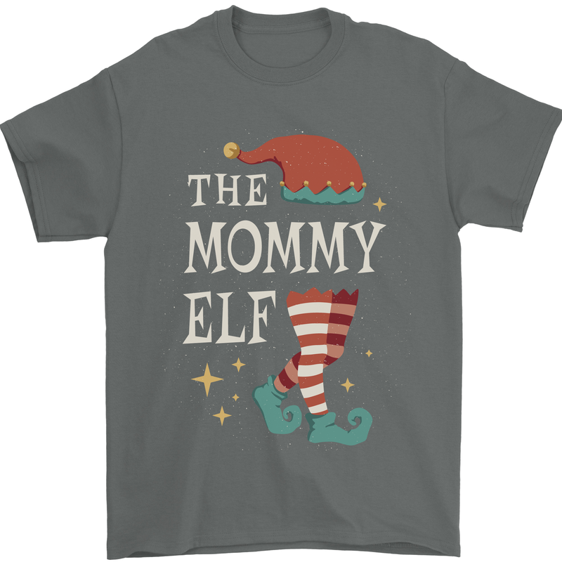 The Mommy Elf Funny Christmas Xmas Mens T-Shirt 100% Cotton Charcoal