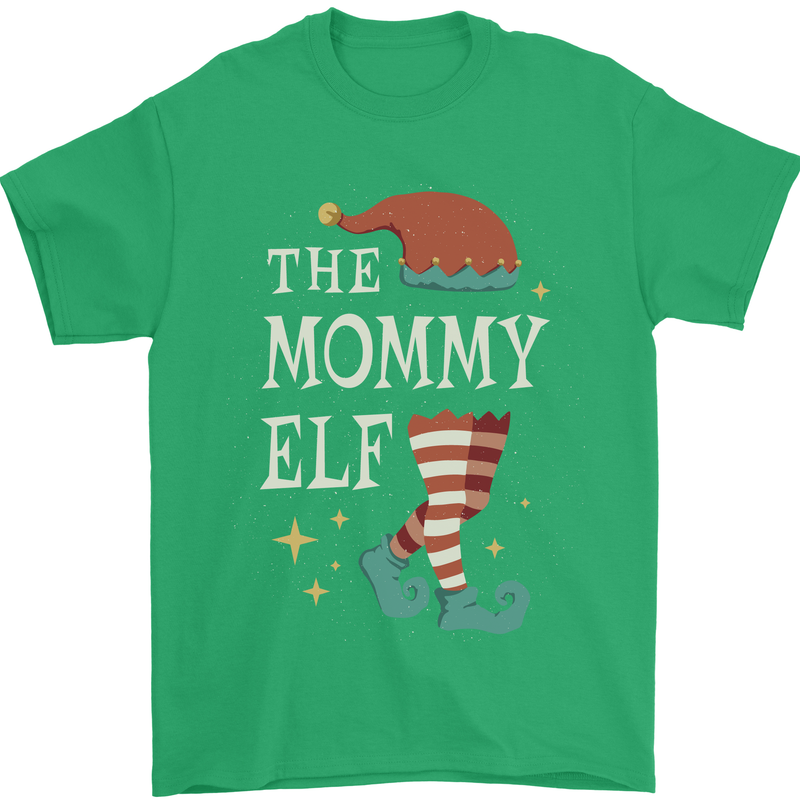 The Mommy Elf Funny Christmas Xmas Mens T-Shirt 100% Cotton Irish Green