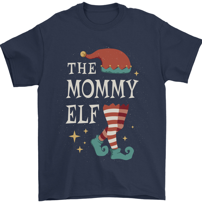 The Mommy Elf Funny Christmas Xmas Mens T-Shirt 100% Cotton Navy Blue