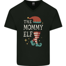 The Mommy Elf Funny Christmas Xmas Mens V-Neck Cotton T-Shirt Black