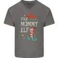 The Mommy Elf Funny Christmas Xmas Mens V-Neck Cotton T-Shirt Charcoal