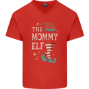 The Mommy Elf Funny Christmas Xmas Mens V-Neck Cotton T-Shirt Red